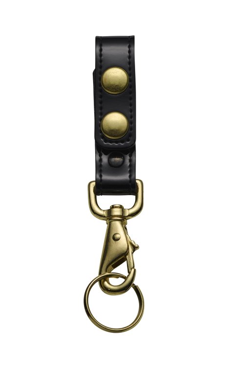 JAY-PEE Clorino Hi-Gloss Key Strap Belt Keeper for Duty Belt Key Ring Holder Double Snap Belt Loop Keychain Lanyard with Brass Hardware