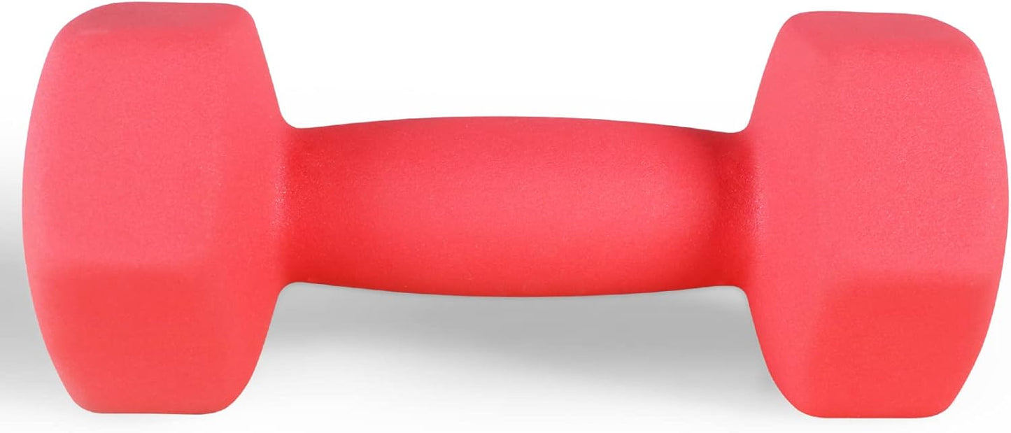 Neoprene Dumbbell Hand Weights, Anti-Slip, Anti-roll, Hex Shape Colorful, Pair or Set with Stand