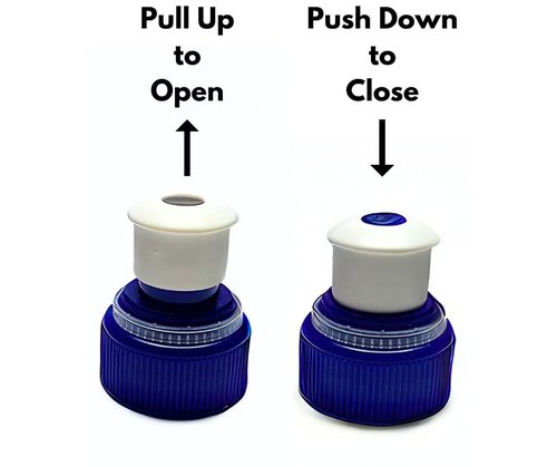 Push Pull Replacement Caps for Bottles (10) | 28mm | Made in USA | 10 Pcs Reusable Blue & White Twist Screw Lids for Exercise, Hiking, Gym, Workout, Sports