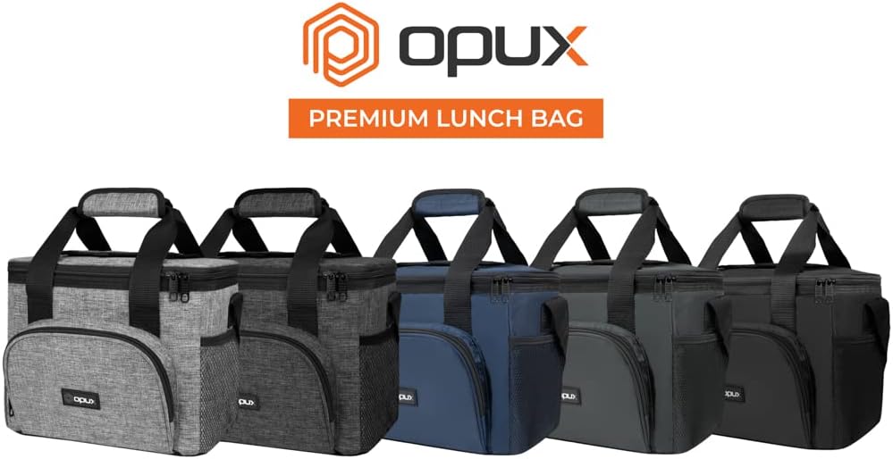 OPUX Soft Cooler Bag, Insulated Collapsible Lunch Cooler Bag for Men Work Camping Beach Travel, Portable Soft Sided Leakproof Waterproof Large Lunch Bag Box with Shoulder Strap 18 Cans, Heather Navy