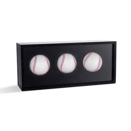 Baseball Display Case, Baseball Holder Display Case for 3 Balls, with Acrylic Dust UV Protection Cover, Wall Mount Shadow Box for Autographed Balls, Memorabilia Display Case for Baseball Collector