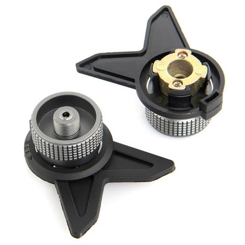 YERGOFE Camping Stove Adapter with Stand - 2 Pcs - Portable Camping Grill Gas Stove Adapter Input Butane Canister, Output Lindal Valve