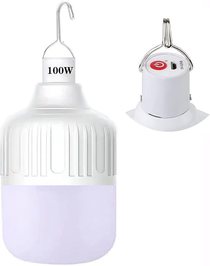 Multi-Functional Emergency LED Light Bulb with USB Charging, Capable to Recharge Mobile Devices , Ideal for Power Outage, Tent Camping, Fishing (WHITE-LED-100W)