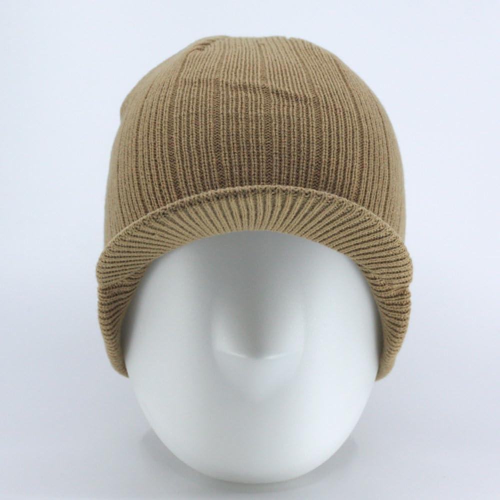 The Vintage Year Plain Sports Visor Billed Knit Radar Cuff Beanie