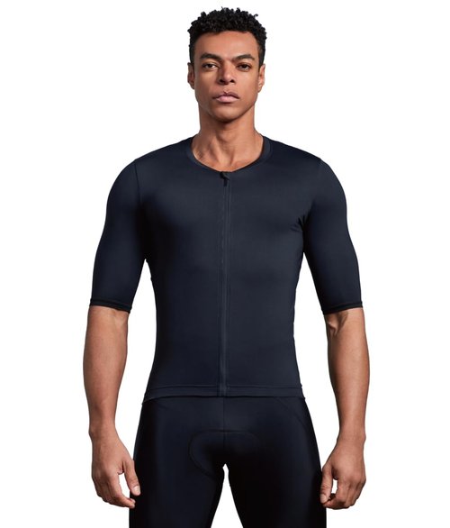 EASYINPRO Wind Tunnel Fabric Men’s Cycling Jersey Tops Bike Biking Shirts Pro Anti UV, Full Zipper, Reflective Pocket Black
