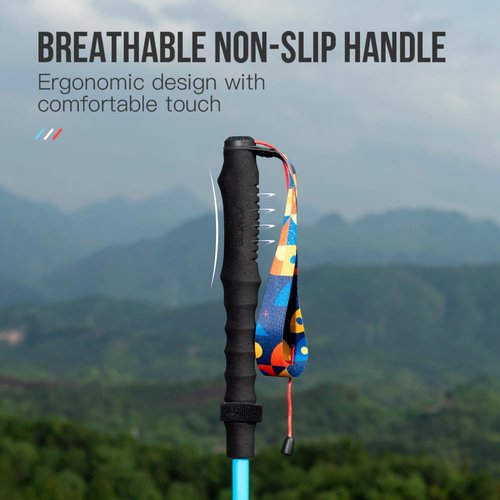 AONIJIE Trekking Poles - 2 Pcs Collapsible Aluminum Alloy 7075 Hiking Poles with Anti-Shock and Quick Lock System, Ultralight for Hiking, Camping, Mountaining, Trekking (Blue Red,120cm)
