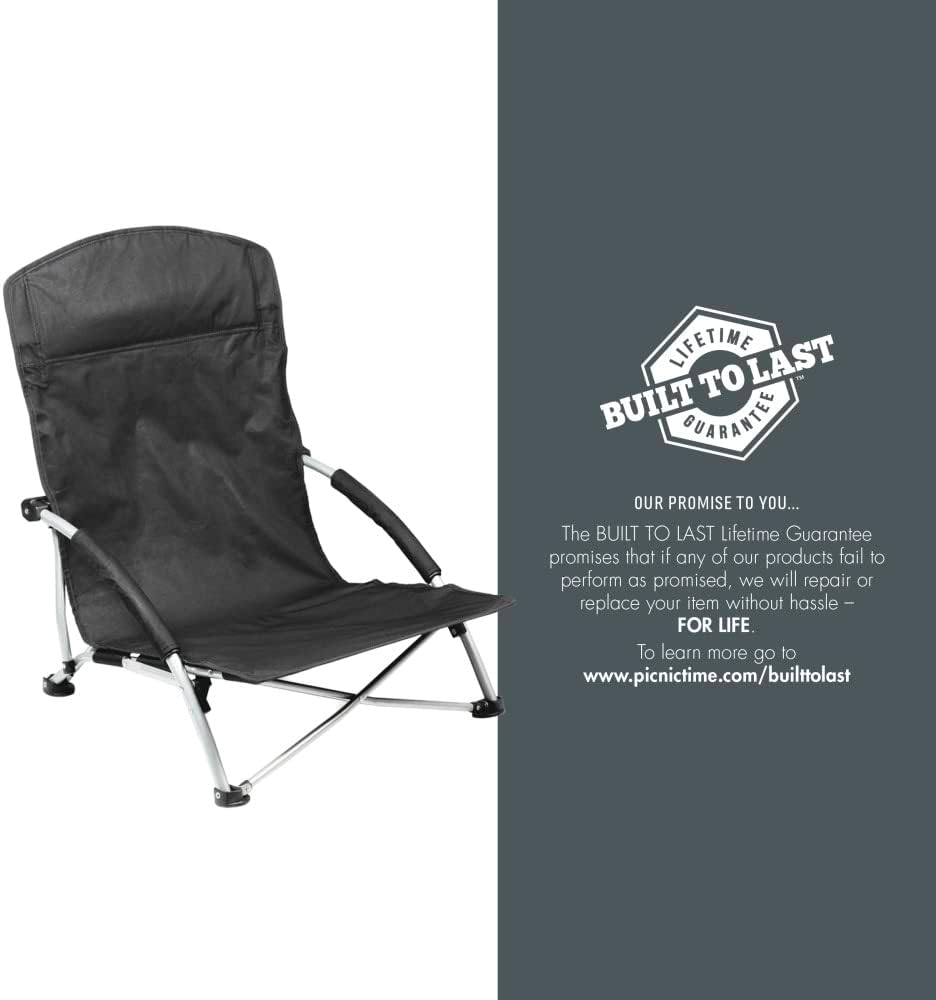 PICNIC TIME NCAA Tranquility Beach Chair with Carry Bag - Low Beach Chair for Adults - Low Lawn Chair
