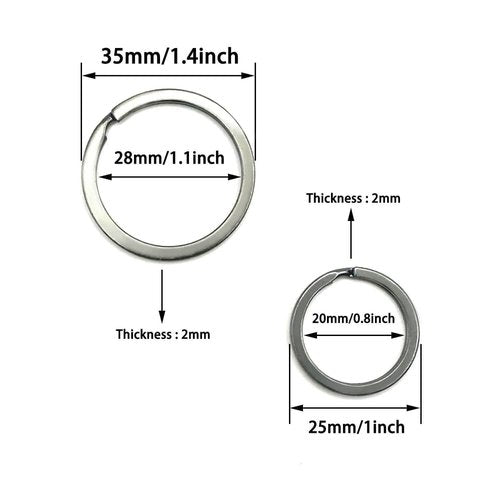 15 Pcs Flat Split Key Rings,1 Inch/1.4 Inch 2 Size Metal Keychain Heavy Duty Key Ring for Car Home School Office (1 Inch/1.4 Inch,Black)