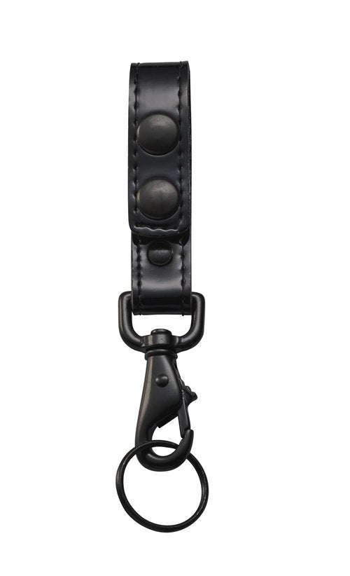 JAY-PEE Clorino Hi-Gloss Key Strap Belt Keeper for Duty Belt Key Ring Holder Double Snap Keychain Lanyard with Black Hardware