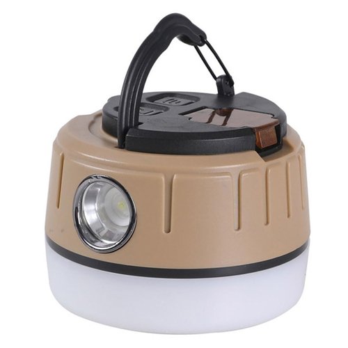 BY-J LED Camping Lantern Rechargeable 310LM, 4 Light Modes, Portable Waterproof Tent Light, Lightweight Emergency Light for Hurricane, Power Outages, Home, Hiking, Water-Resistant, Beige