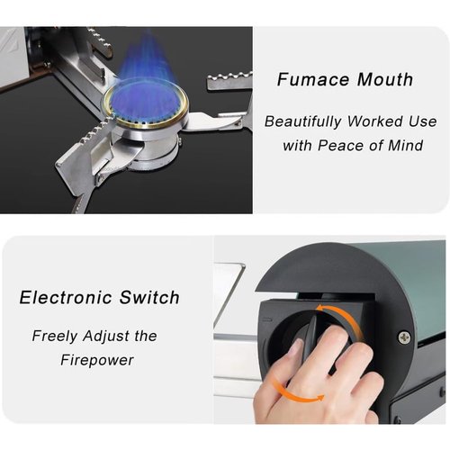 Portable Butane Camping Stove, Backpacking Stove with Case, Foldable 1 Burner Camping Stove: Automatic Ignition, Precise Heat Control - Camping & Tailgating and Outdoor Cooking