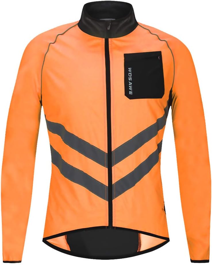 WOSAWE Men's High Visibility Cycling Wind Jacket Water Resistance Reflective Windbreaker