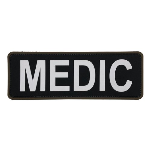 uuKen Medic Patch PVC Black and White Medic Patches 8.5×3 inches for Bag Backpack Vest Jacket Clothing Uniform (Black and White, L 8.5"×3")