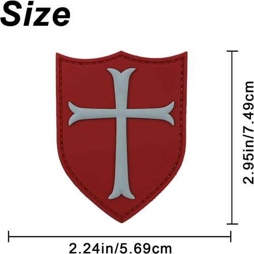 Knights Templar Cross Crusaders Shield Military Tactical Patch PVC Rubber by uuKen Tactical Gear (Black)