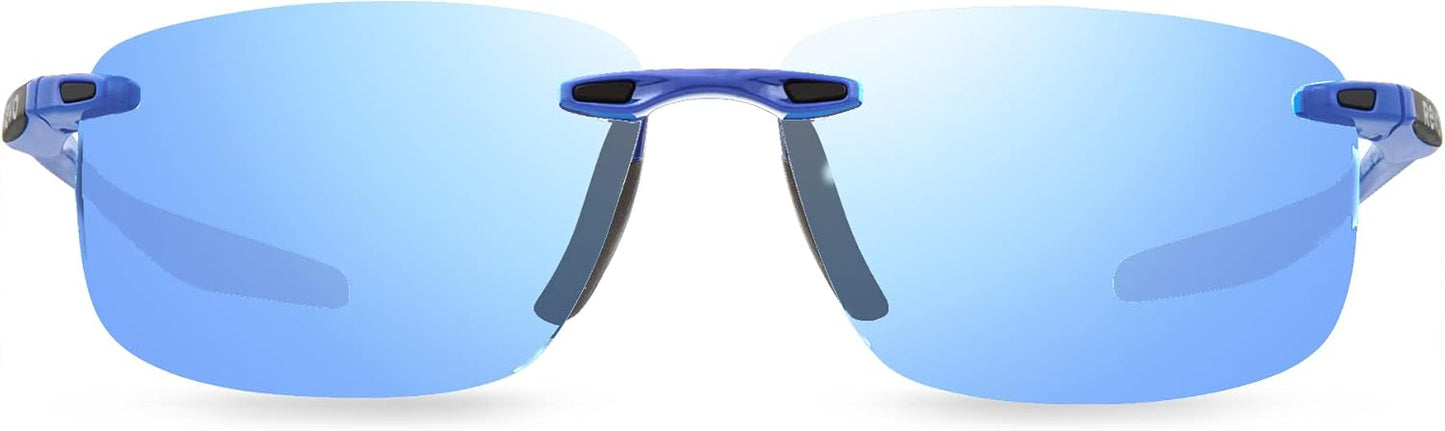 Revo Sunglasses Descend N: Polarized Lens Filters UV, Rimless Rectangle Frame