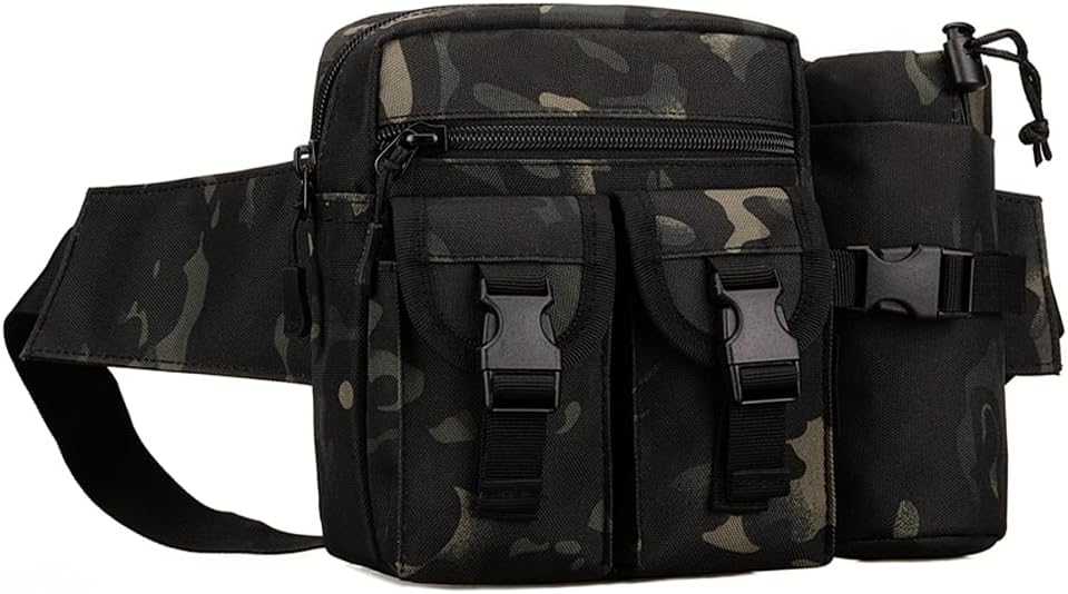 UNISTRENGH Tactical Fanny Packs Pouch With Water Bottle Pocket Holder Waterproof Molle Waist Pack Hip Belt Bag (Desert Camo)