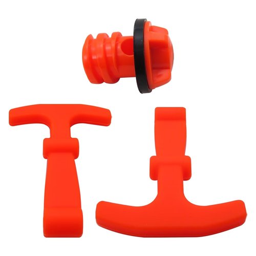 WELURE Cooler Drain Plugs Lid T Latch Straps Handles Replacement Fit for RTIC YETI Coolers,Smellless and Eco-Friendly Silicon (2 Pack Orange Straps + 1 Pack Drain Plug)