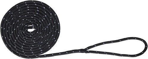 Extreme Max 3006.2481 BoatTector Double Braid Nylon Dock Line - 1/2" x 20', Black with Reflective Tracer
