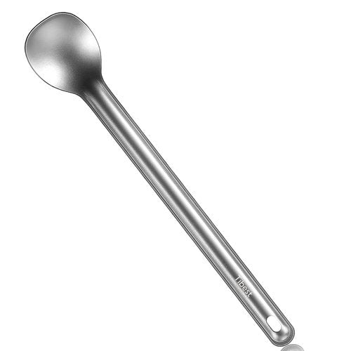 Tibest Titanium Long Handle Spoon, 8.7" Camping Spork Long Backpacking Spoon Titanium Ultra Lightweight Camping Utensil for Backpacking Camping, Hiking, Travel