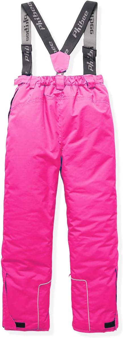 PHIBEE Girls' Waterproof Windproof Breathable Polyester Snow Ski Pants