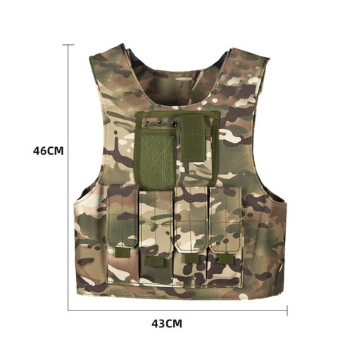 Invenko Kids Tactical Molle Airsoft Vest Outdoor Hunting Paintball Sports Outdoor Gaming Security Gurad Duty Cosplay Soft Vest (Camo-Kid)