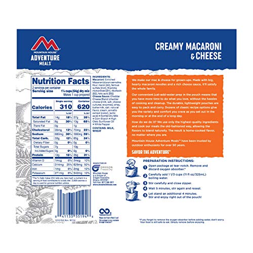 Mountain House Creamy Macaroni & Cheese | Freeze Dried Backpacking & Camping Food | 2 Servings (Pack of 2)
