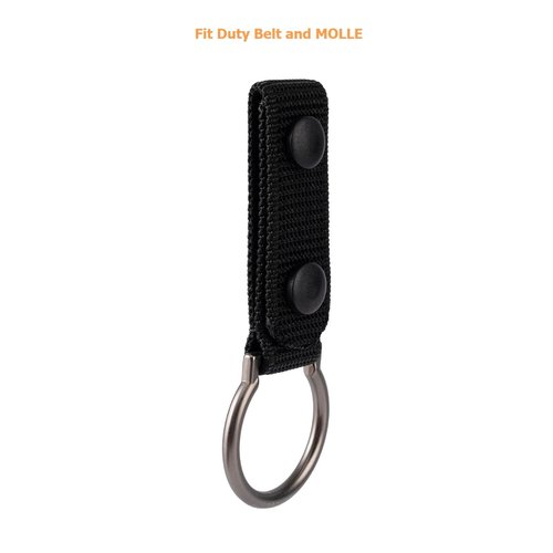 TACNEX Side Handle Baton Holder D/C Cell Flashlight Carrier 1.5" Metal Ring Police Stick Holster Nylon Strap Duty Belt Keeper