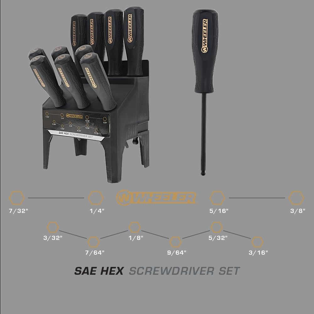 Wheeler 30 Piece SAE/Metric Hex and Torx P-Handle Set for Pistol Rifle Handgun Gunsmithing Rebuild and Maintenance, Black, Yellow, Gray