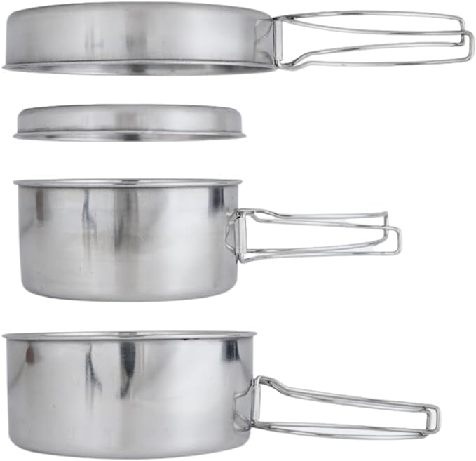 BeGrit Backpacking Camping Cookware Mini Picnic Camping Cooking Mess Kit with Pot and Pan Set for Hiking