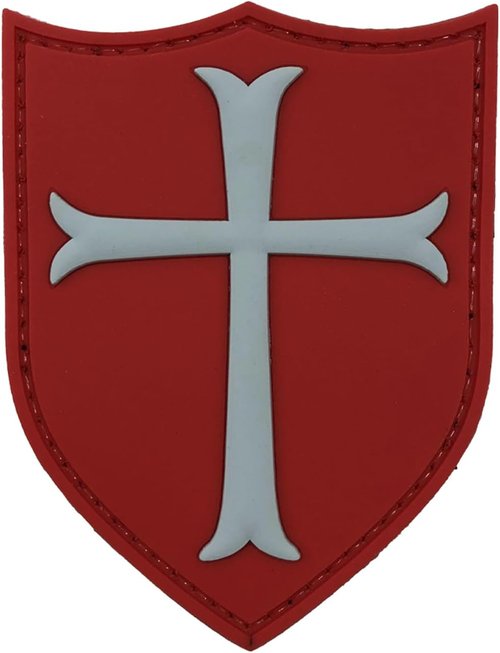 Knights Templar Cross Crusaders Shield Military Tactical Patch PVC Rubber by uuKen Tactical Gear (Black)