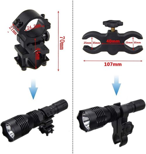 BESTSUN Predator Light with Green Red White LED Hunting Flashlight, Pressure Switch, Barrel & Scope Mount for Hogs Coyotes Varmints Raccoons Coon Deer Night Hunting