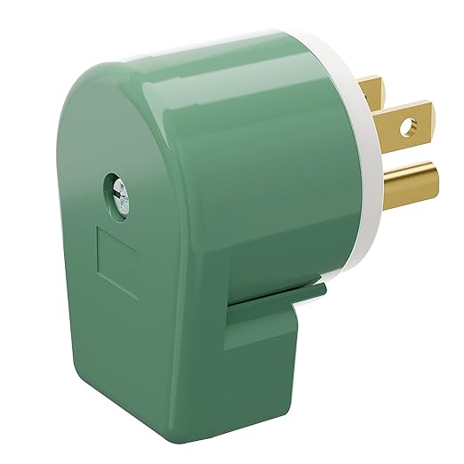 USA Canada 90 Degree 3 Pack Nema 5-15P 3 Pole Right Angle AC Plug, 15A 125V, Green