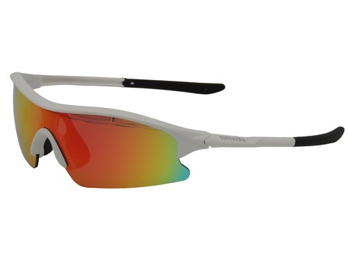 RAWIN Outdoor Sports Sunglasses | Premium UV Protection | Stylish & High-Performance (Matt White Frame/Black-Red REVO Lens)
