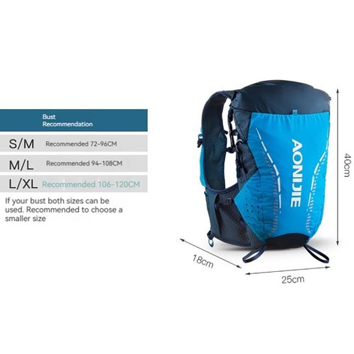 BlueField Large Hydration Pack Backpack 18L Running Multifunctional Hiking Backpacks Climbing Hydration Daypack Lightweight for Women and Men (Black,ML)