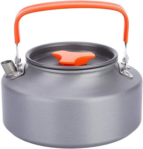 1.1L Camping Kettle, Portable Camping Coffee Tea Pot for Outdoor Hiking Kitchen Use (Orange)
