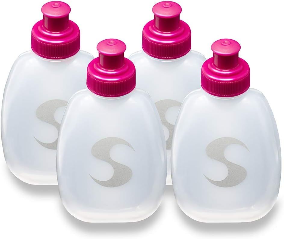 Synergy Reusable Handheld Hydration Running Water Bottles (4-Pack) (6oz 4-Pack, Blue)