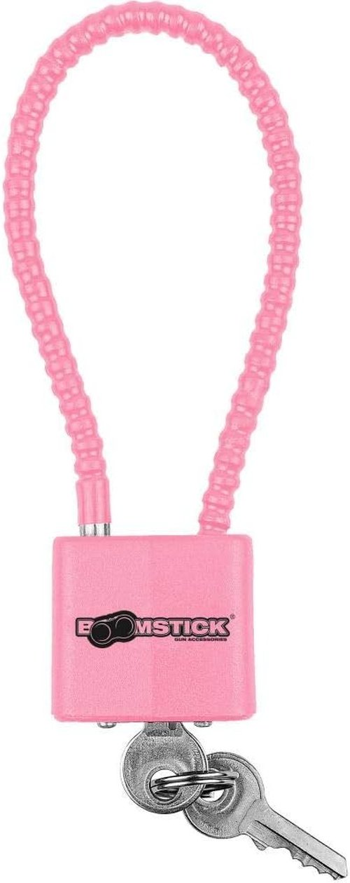 BOOMSTICK Pink Gun Cable Lock – 8.5" Keyed Safety Device for Handguns, Pistols, Rifles & Shotguns