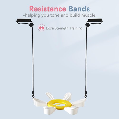 kisnbld Exercise Ball, Daisy Shaped Yoga Ball Base with Resistance Bands for Stability, Yoga, Balance & Preganancy, Anti-Burst Ball Chair for Office, Home & Gym(65cm/22in)