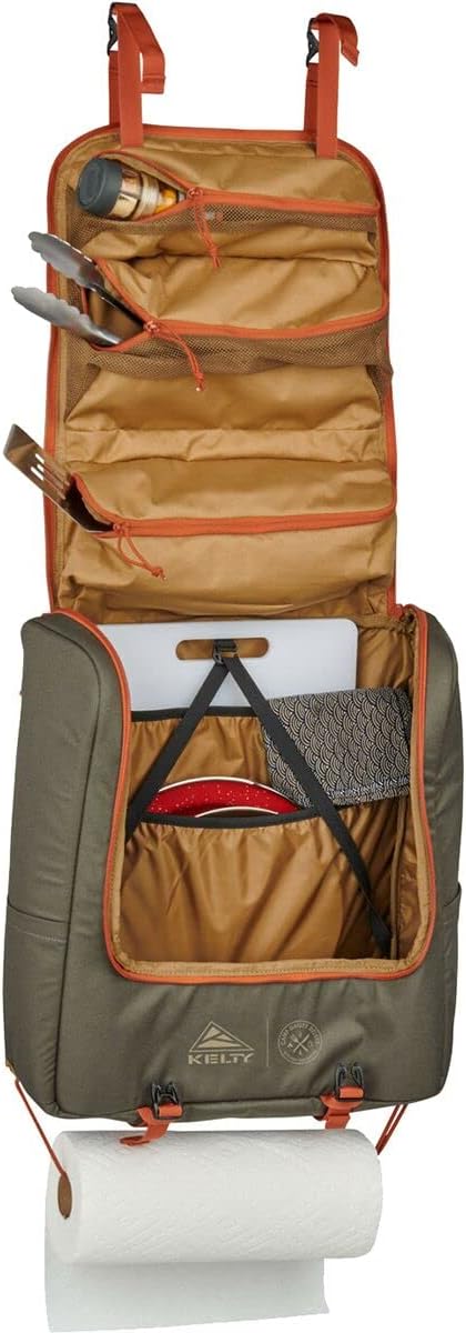 Kelty Camp Galley Deluxe – Camp Kitchen Organization Kit, Deep Pockets, Paper Towel Holder, Zippered Compartments for Outdoor Cooking Essentials