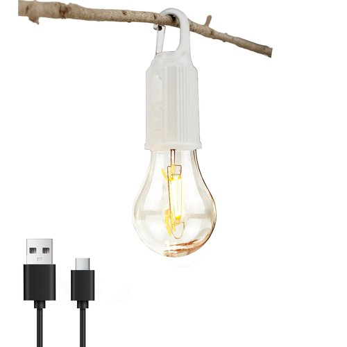 Camping Lights Rechargeable, Hanging Tent Lights Bulb with Hook, Timer Function, 3 Lighting Modes Tent Lamp for Camping, Hiking, Backpacking, Emergency Outage