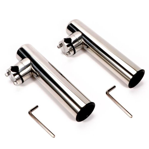 2PCS Fishing Rod Holder Clamp-On Mounting Stainless Steel for Rails 7/8" to 1"