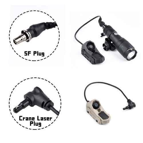 okyass Tactical Modular Wire Dual Button Remote Activation Pressure Switch for M600/M300 Series Scout Flashlight and Light (Crane Laser Plug, Black)