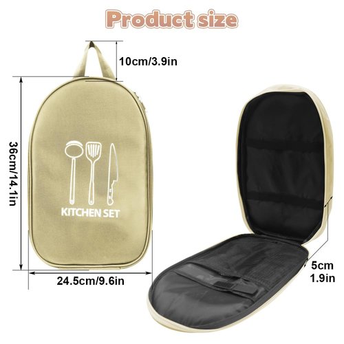 Casbomy Camp Kitchen Organizer, High-Capacity Camping Cooking Utensils Bag, Multi-Pocket Waterproof Portable Storage for Camp Kitchen Kit, Camping,BBQ (Grey)