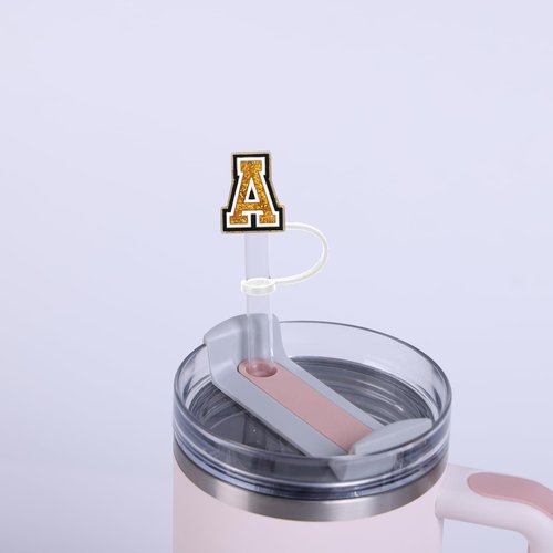 Stanley Cup Accessories Set,3 Pcs 0.4in Straw Cover, Letter Stanley Charm, Letter Towel Stickers Fits 40&30 Oz Tumbler(A)