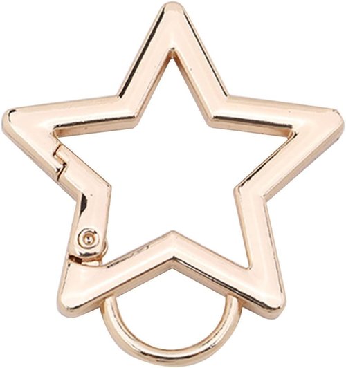 Silver Star Shaped Stainless Steel Keychain Clip Carabiner Snap Hook Holder Star Carabiner Hook Clip Key Holder Carabiner Clip for Keys and Wallet with Key Chain Rings Accessories, Car Keychain