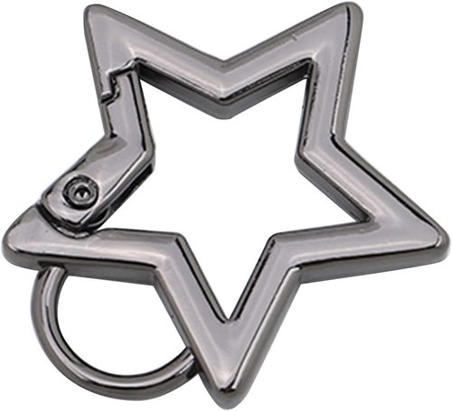 2Pcs Gunmetal Star Stainless Steel Keychain Clip Carabiner Hook Retainer Star Carabiner Hook Retainer Keychain Carabiner Clip for Keys and Wallets with Key Chain Ring, Accessories