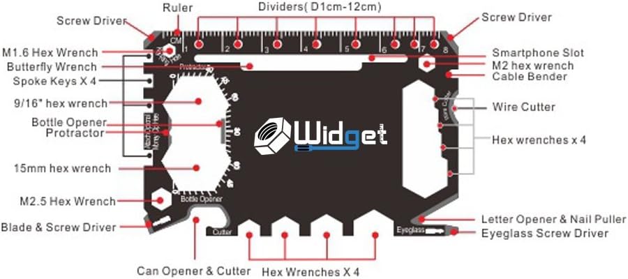 W4W, Multi purpose survival Pocket tool - Stocking Stuffers for Men Great Christmas gifts - Credit Card Wallet Size Ninja Multitool - 43 in 1 (Black)