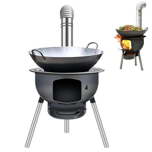 LITAITAI Wood Burning Stove,WoodStove With Chimney Pipes,Small Camping Wood Stove With Anti-Spark and Adjustment Pipe,Hunting,fishing,Cooking,Heating,Drying Clothes Hot Tent Stove(52cm/20.4in)