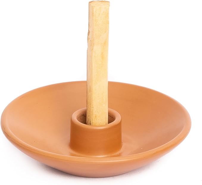 Luna Sundara Authentic Peru Pottery Palo Santo Stick Holder and Incense Holder Includes 5 Palo Santo Sticks Handmade Ceramic Smudge Bowl Sage Holder Palo Santo Holder (Brown)