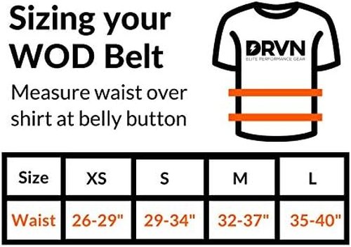 DRVN WOD Belt - Crossfit Weightlifting Belt, Men/Women Powerlifting Belt with Fully Adjustable Support Strap
